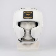 Tycon Sports Professional Boxing Headguard | 100% Cowhide Leather White & Gray