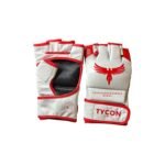 Tycon Sports Professional MMA Grappling Gloves | 100% Cowhide Leather – White & Red