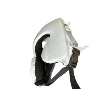 Tycon Sports Professional Boxing Headguard | 100% Cowhide Leather White & Gray - Image 2