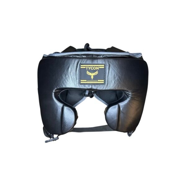 Tycon Sports Professional Boxing Headguard | 100% Cowhide Leather Black & Gray