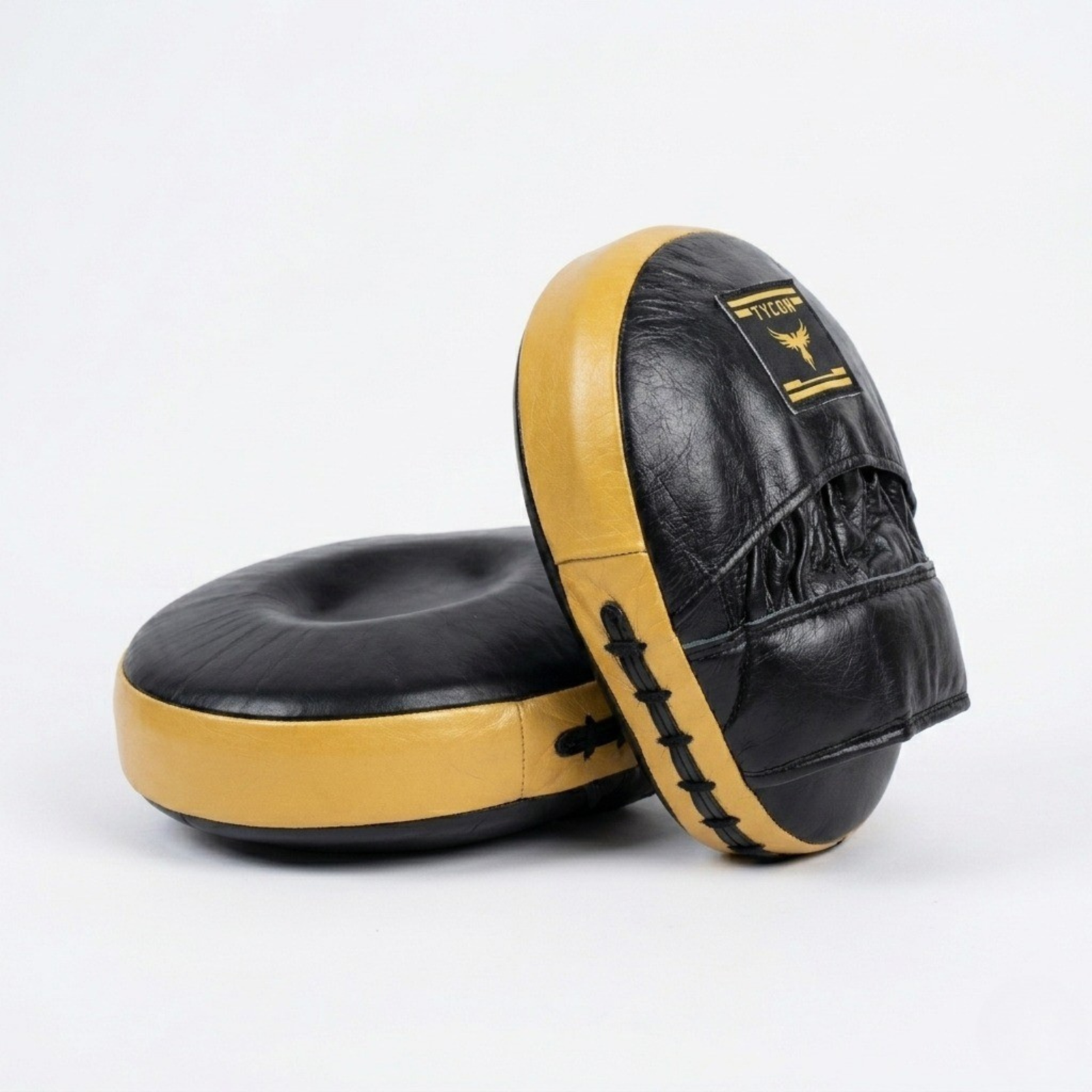 31 (1) Tycon Sports "Air-Tech" Professional Focus Pads | 100% Cowhide Leather Black & Gold - Image 1