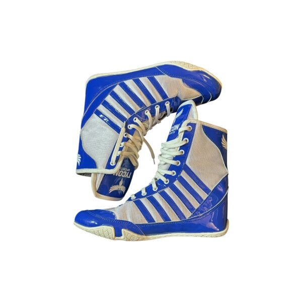 Tycon Sports Professional Boxing Boots | Non-Slip Performance Electric Blue & White