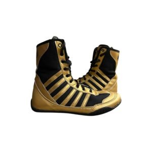 Tycon Sports Elite Boxing Boots | Professional Non-Slip Performance – Metallic Gold & Black - Image 3