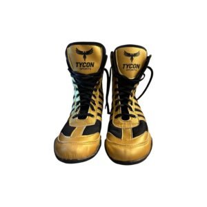 Tycon Sports Elite Boxing Boots | Professional Non-Slip Performance – Metallic Gold & Black - Image 2